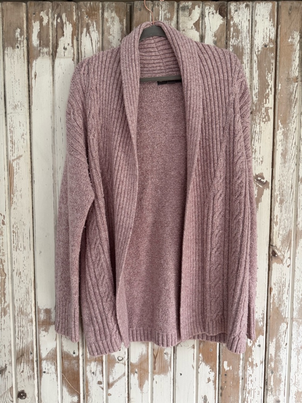Eddie Bauer Cable & Rib Knit Lounge Cardigan, Pink, Size XL
